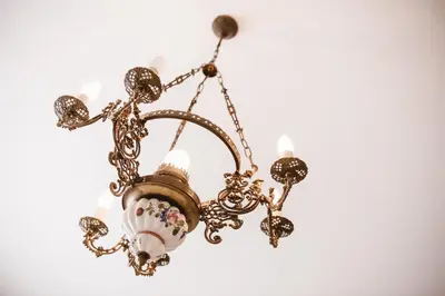 a chandelier hanging from a ceiling at Chonky Cat in Moravske Toplice