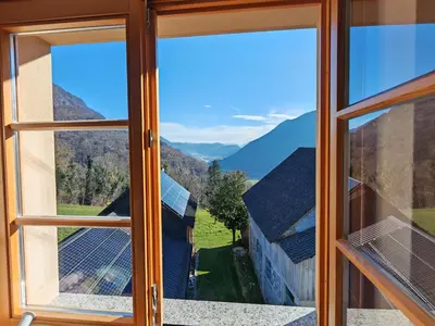 a view from the window of a house at Hiša Šturm in Tolmin