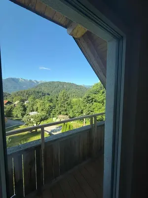 a view from the balcony of a house at Apartma Klemenc in Bohinj