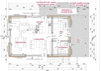a plan of a house with drawings and specifications at Villa Taja