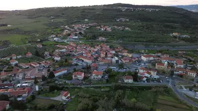 an aerial view of a small town on a hill at Apartma DaPDa in Spodnje Škofije