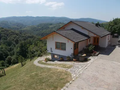 a house on a hill with a view at Apartma Prima in Podbočje