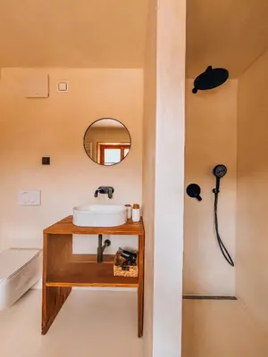 a bathroom with a sink and a mirror at Maison Lenka in Rateče