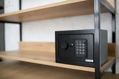a microwave oven sitting on a shelf at Hiša Barbara in Celje