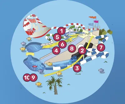 an illustration of a water park with a bunch of attractions at Hiška Betnava - G115 in Podčetrtek
