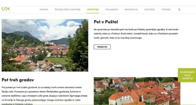 a screenshot of a website with a picture of a town at Vila Hrastnica in Škofja Loka