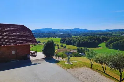an aerial view of a house with a view of the countryside at Brioni Hills - Premium Escape in Šmarje pri Jelšah