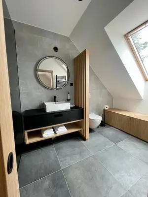 a bathroom with a sink and a mirror at Vineyard Escape Herbersteinova klet in Juršinci