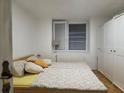 a bedroom with a bed and a window at Cozy Apartment Adriana in Spodnji Duplek