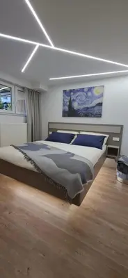 a bedroom with a large bed in a room at Studio Suha living in Škofja Loka