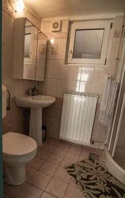 a bathroom with a toilet and a sink at Hiša Margarita in Ajdovščina