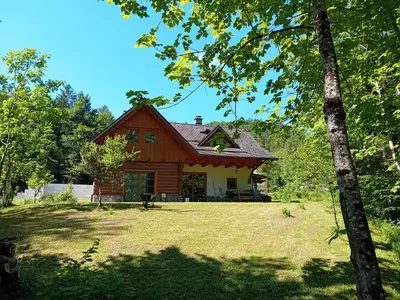a house in the middle of a yard at Hiša Šujica in Ljubljana