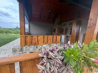 a porch of a building with flowers on it at APARTMA Viktor in Ormoz