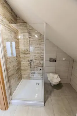 a bathroom with a shower and a toilet at APARTMA Viktor in Ormoz
