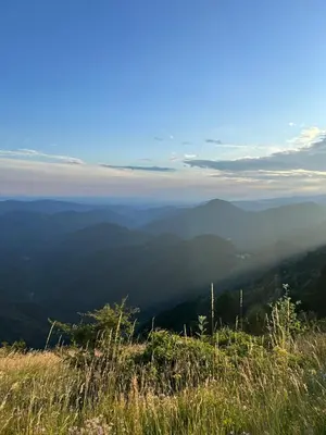 a view from the top of a hill with a view at Mountain Escape with Sauna in Kobarid