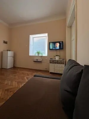 a living room with a couch and a television at Apartment Bright & Light in Ljubljana