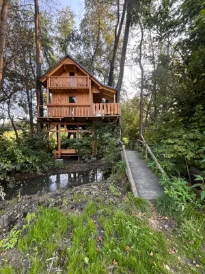 a tree house in the middle of a forest at Tree house - Ethno holistic village Apače in Apače