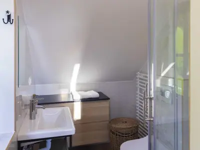 a bathroom with a sink and a shower at Mountain View Villa with Sauna and Hot-Tub - Three Bedroom Villa with Sauna and Hot-Tub in Slovenj Gradec