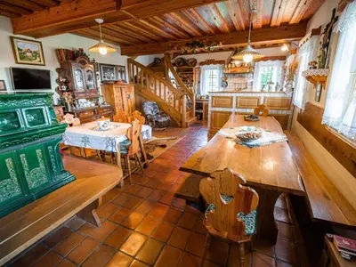 a large room with a wooden table and chairs at Cozy Countryside Retreat Villa with Hot-Tub - Two Bedroom Villa with Hot Tub
