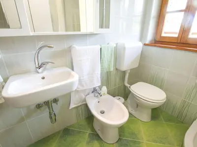 a white bathroom with a sink and a toilet at Sunny Two Bedroom Retreat in Beautiful Bizeljsko - Two Bedroom Country House in Bizeljsko