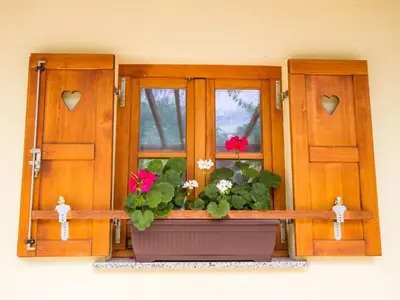 a window with a pot of flowers on a window sill at Sunny Two Bedroom Retreat in Beautiful Bizeljsko - Two Bedroom Country House in Bizeljsko