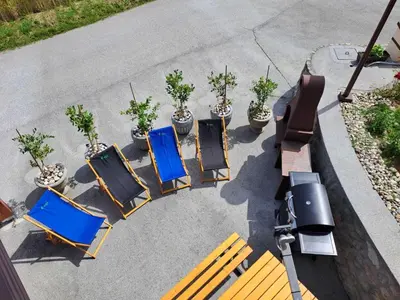 an overhead view of a group of lawn chairs and a camera at Relax and Rustic Apartments with Terrace - Classic One Bedroom Apartment with Terrace in Brežice