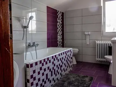 a bathroom with a bath tub and a toilet at Two Bedroom Apartment in Rečica ob Savinji