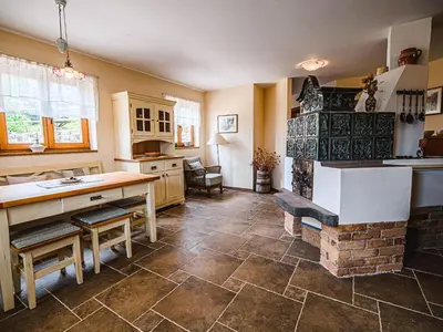a kitchen with a sink and a counter in a room at Hidden Authentic Haven Apartments - One Bedroom Apartment with Terrace in Sevnica