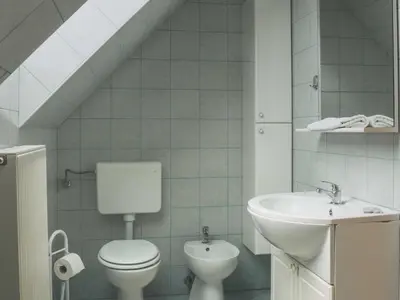a bathroom with a toilet and a sink at Comfortable Apartment with Mountain View - One Bedroom Apartment in Bovec