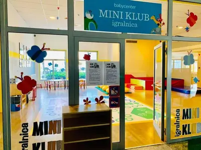 a kindergarten classroom with a sliding glass door at Oddam hiško Lipa Čatež - Čateške Toplice in Brežice