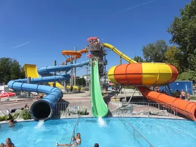 a large water park with a water slide at Oddam hiško Lipa Čatež - Čateške Toplice in Brežice