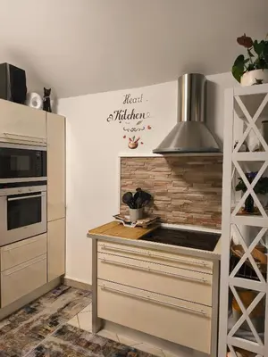 a kitchen with a stove and a counter top at Apartma Ariana in Loče pri Poljčanah