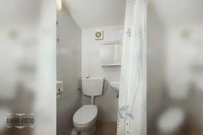 a small bathroom with a toilet and a sink at Farm Stay Ferjančič in Vipava
