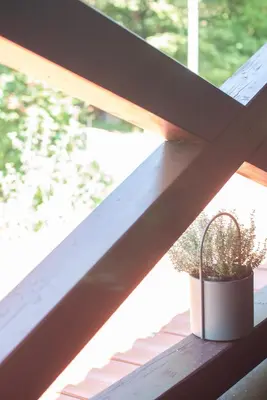 a potted plant sitting on a window sill at Grunthouse in Prebold