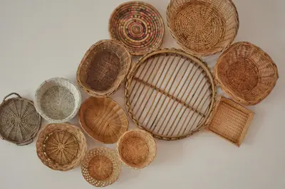 a group of wicker baskets sitting on a table at Apartma Raft, Bovec in Bovec