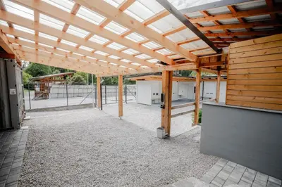 a wooden pergola in a house under construction at LYNX PRO - Basecamp units in Rove