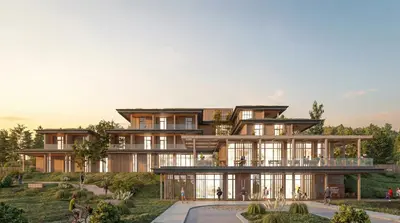 an architectural rendering of a large building on a hill at Butični gorski spa hotel Rimski vrelec in Kotlje