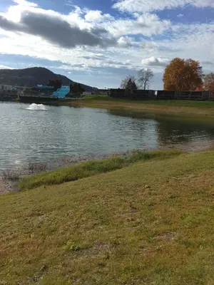 a body of water with a boat in it at Julijana's Holiday Home in Brežice