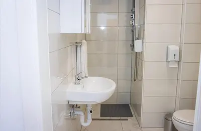a bathroom with a sink and a toilet at Gostišče cimi in Kozina