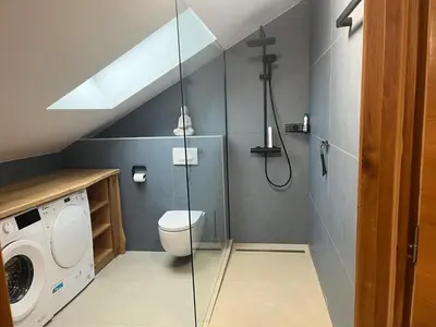 a bathroom with a toilet and a washing machine at Apartment Natur- und Weinresort Lipej by Interhome in Bizeljsko