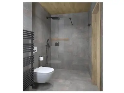a bathroom with a toilet and a shower at Golf Apartments in Kranjska Gora