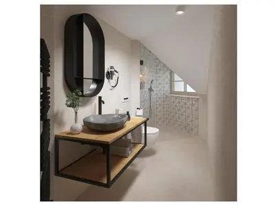 a bathroom with a sink and a mirror at Golf Apartments in Kranjska Gora