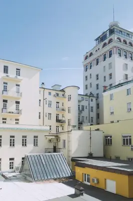 a view of buildings from the roof of a building at Ambassador Suite Studio in Ljubljana