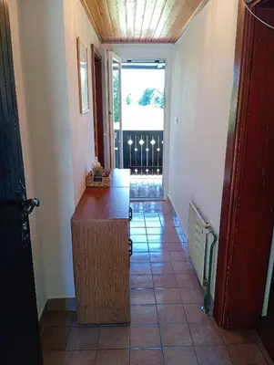 a hallway with a desk in a house at Vineyard cottage Tilka in Novo Mesto