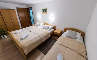 a bedroom with two beds and a couch at Zimzeleni Apartments in Zreče