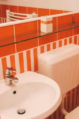a bathroom with a white sink and a toilet at Apartments Sasha in Bled