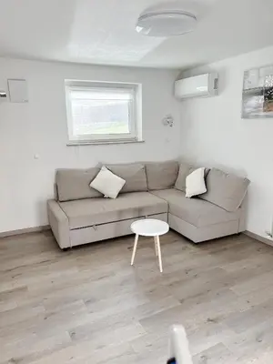 a living room with a couch and a table at Apartments Sole in Podčetrtek