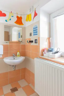 a bathroom with a sink and a mirror at Hostel Mama Minka in Bohinj