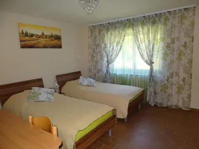 a hotel room with two beds and a window at Atera in Banovci