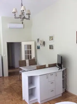 an office with a white desk with a computer on it at Vila Rogaška in Rogaška Slatina
